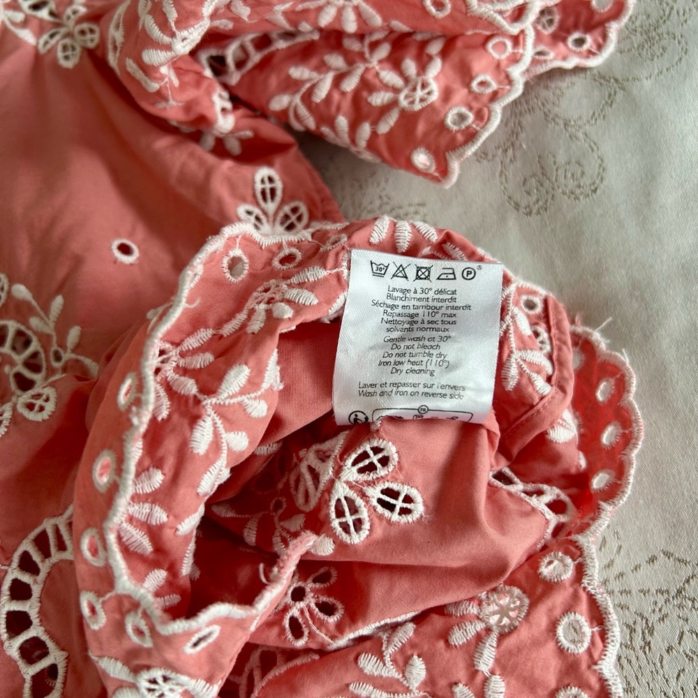 🩷 Sézane Elvira Ecru Pink Scalloped Blouse - Picture 8 of 9